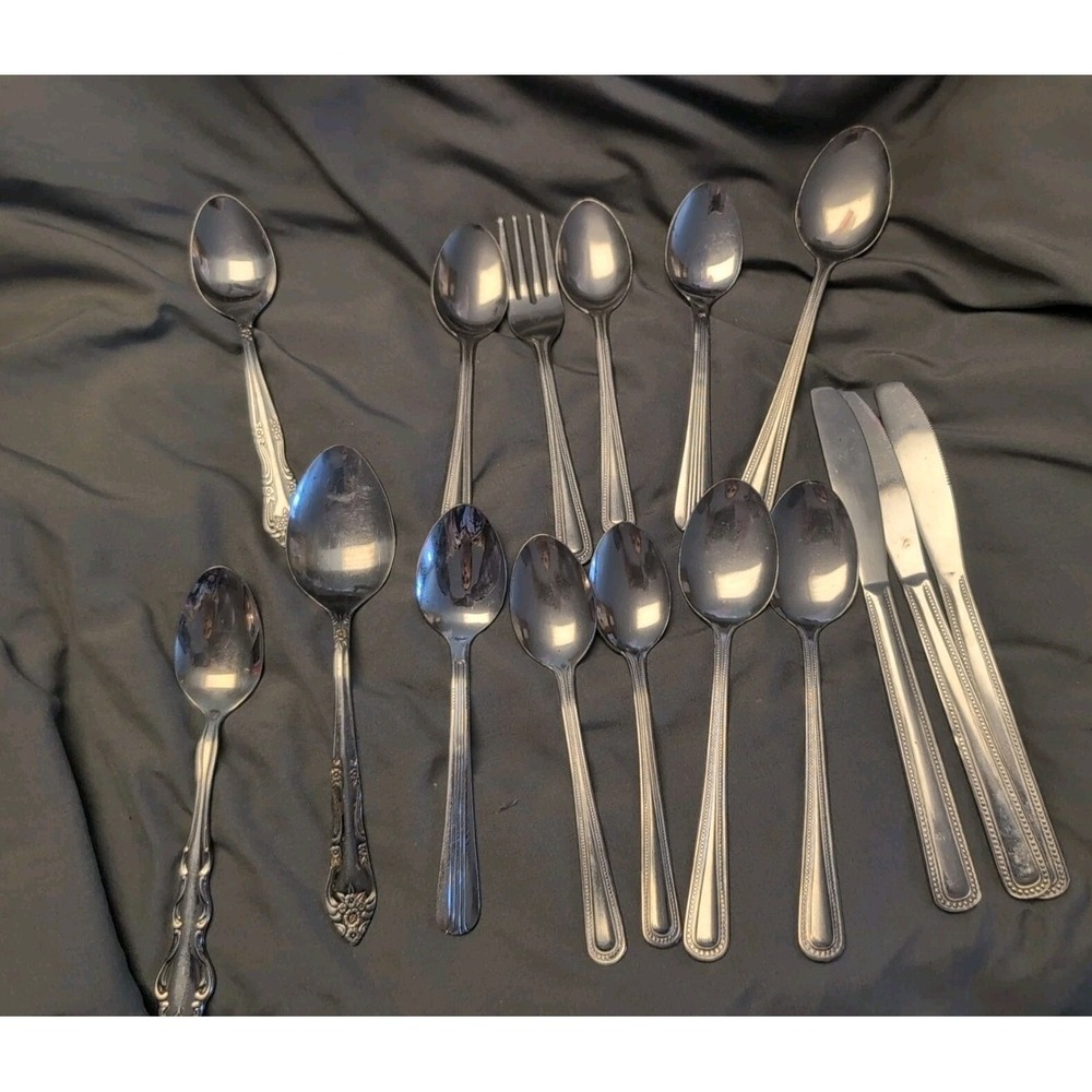 Vintage Flatware Lot 16 Pieces Stainless Silverware Reed & Barton Rogers Amsilco